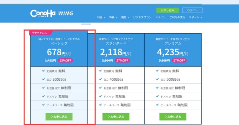 コノハウィング料金表
